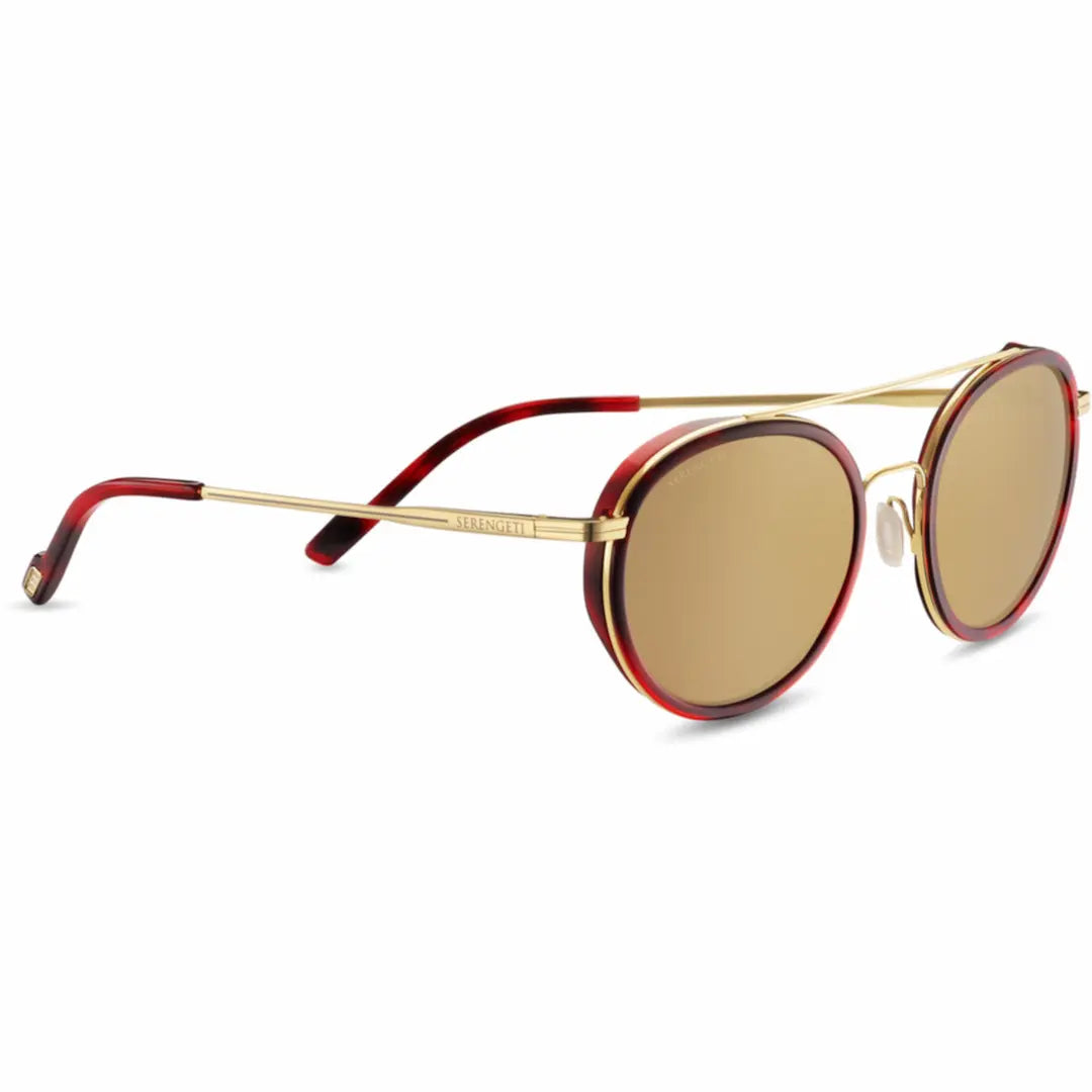 Serengeti Geary sunglasses in Gold with Red and Polarized drivers glass lenses
