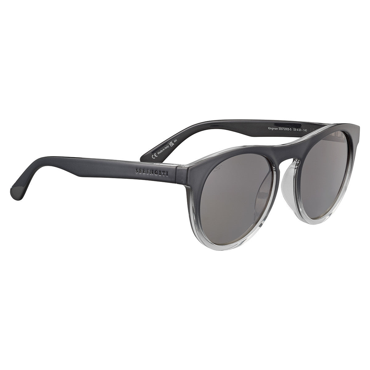 Serengeti Kingman Shiny Black to Clear/Polarized Smoke