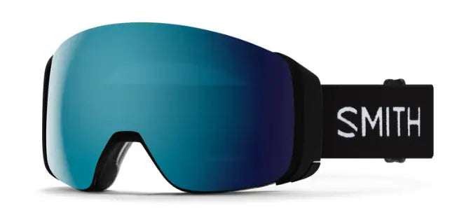 Smith 4D Mag ski goggles in black with blue mirror interchangeable lenses