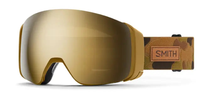 Smith 4D mag low fit nose bridge ski goggles in coyoto with gold mirror
