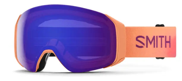 Smith 4D mag small ski goggles with asian fit bridge in apricot with purple lenses
