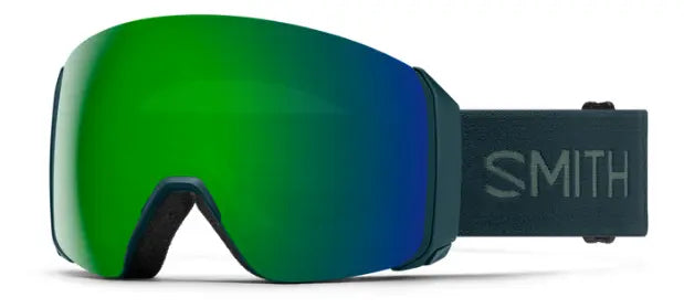 Smith 4D mag asian fit nose bridge ski goggles in pacific with green mirror