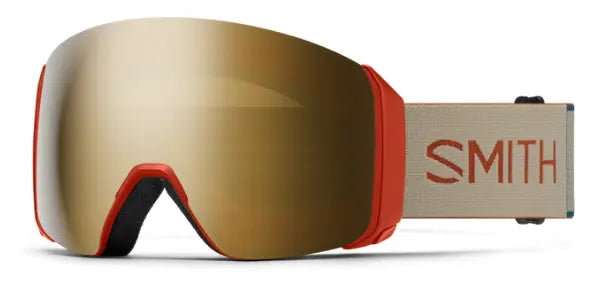 Smith 4D mag XL ski goggle magnetic in Rust with Sun Black Gold Mirror lenses