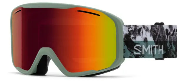 Smith Blazer ski goggles in sage brush paste up and red sol x mirror lenses