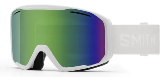 Smith Blazer ski goggles in white with green sol-X mirror lenses