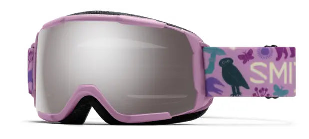 Smith Grom kids ski goggles in pink with sung platinum mirror lenses