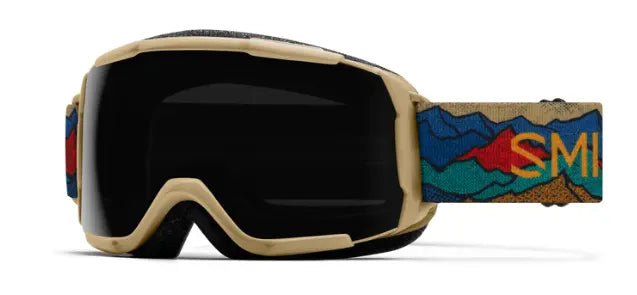 Smith Grom kids ski goggles in sandstorm with sun black lenses