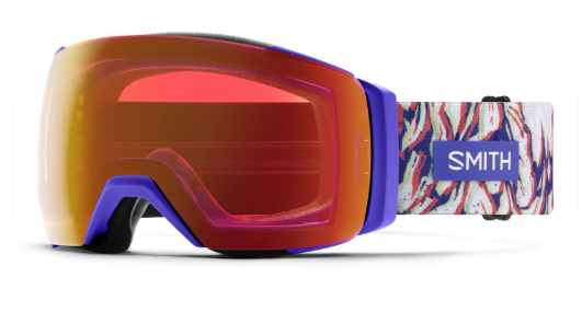 Smith I/O XL Mag snow goggles in Ultraviolet with light changing lenses