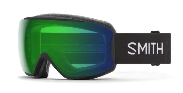 Smith Moment ski goggles in black with everyday green mirror lenses