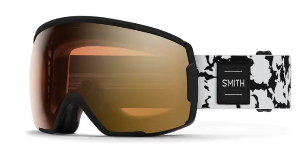 Smith proxy ski goggles in black marble with light changing gold mirror lenses