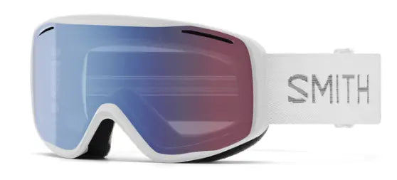 Smith Rally ski goggles in white with blue sensor mirror lenses