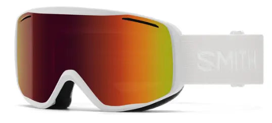Smith Rally ski goggles in white with red sol-x mirror lenses