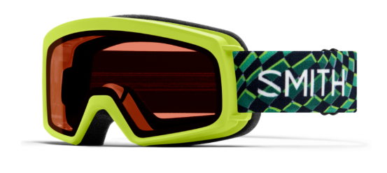 Smith Rascal kids ski goggles in lime with rose lenses
