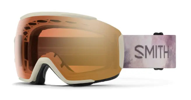 Smith Sequence over the glasses ski goggles in chalk with light changing lenses