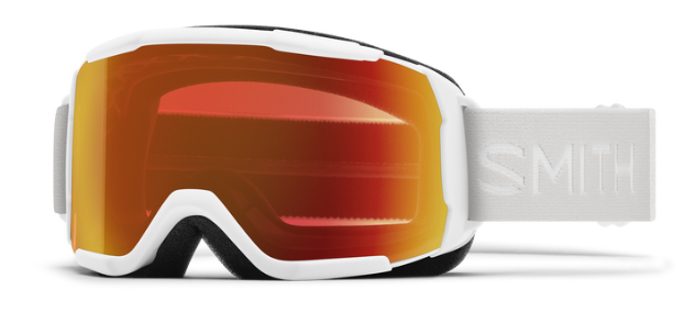 Smith Showcase over the glasses ski goggles in white with red mirror lenses