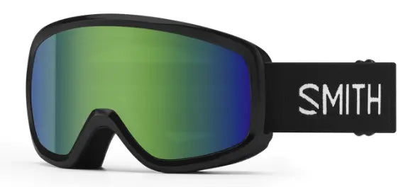 Smith Snowday kids ski goggles in Black with green sol-x mirror lenses