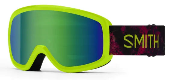 Smith Snowday kids ski goggles in lime with green mirror