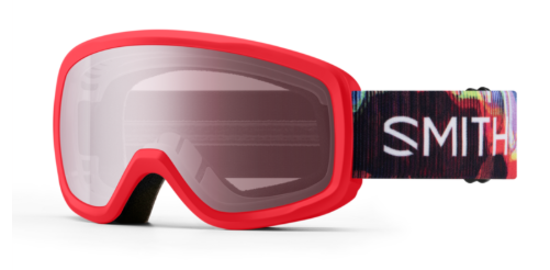 Smith Snowday kids ski goggles in patrol red with mirror lenses