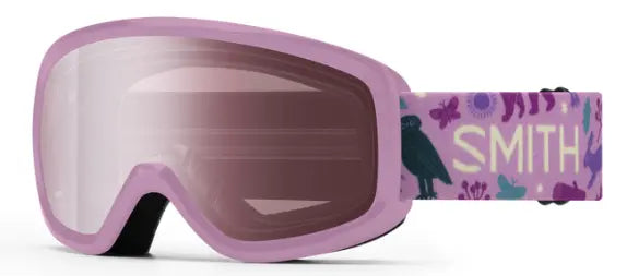 Smith Snowday kids ski goggles in pink with ignitor mirror lenses
