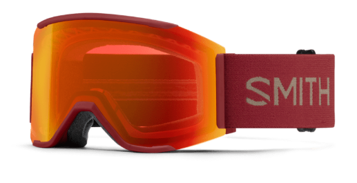 Smith Squad Mag ski goggles in ironwood with red mirror lenses