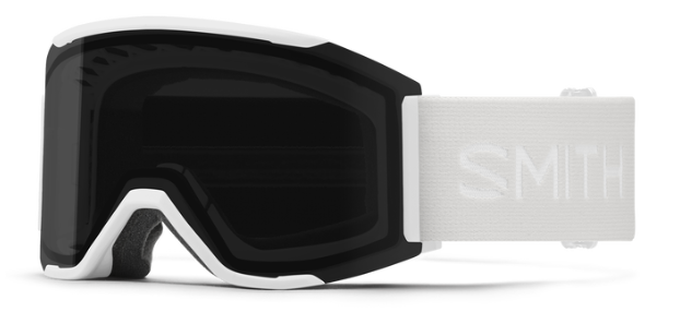 Smith squad mag ski goggles in white with sun black lenses