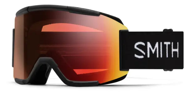 Smith Squad S ski goggles in black with light changing red mirror lenses