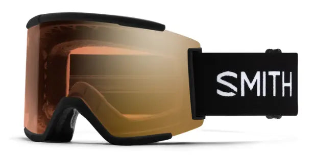Smith Squad XL asian fit ski goggles in black with light changing gold mirror lenses