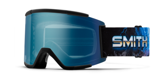 Smith Squad XL snow goggles in open road with blue mirror lenses