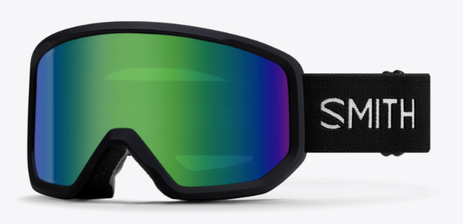 Smith Transfer ski goggles in black with green mirror