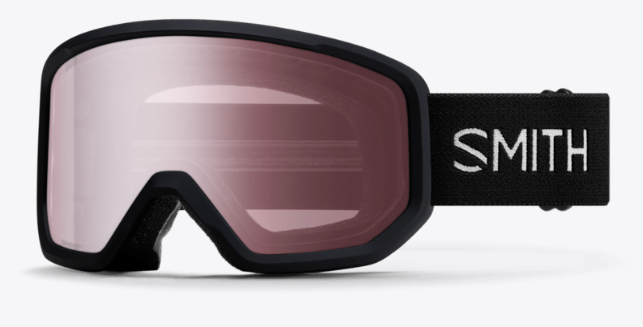Smith Transfer ski goggles in black with ignitor mirror lenses