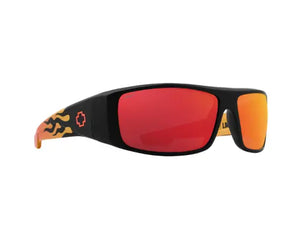 Matte Black Orange Flames frame/ Happy Gray Green with Red Mirror Lens