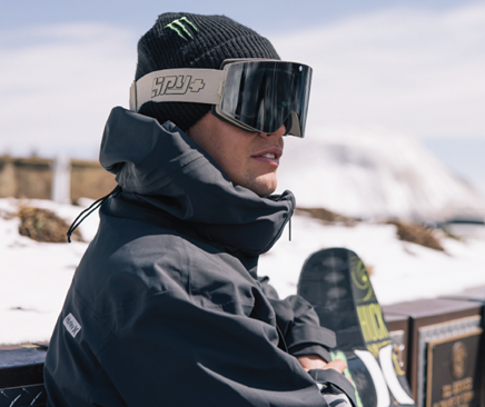 Person wearing Spy Marauder Elite snow goggles