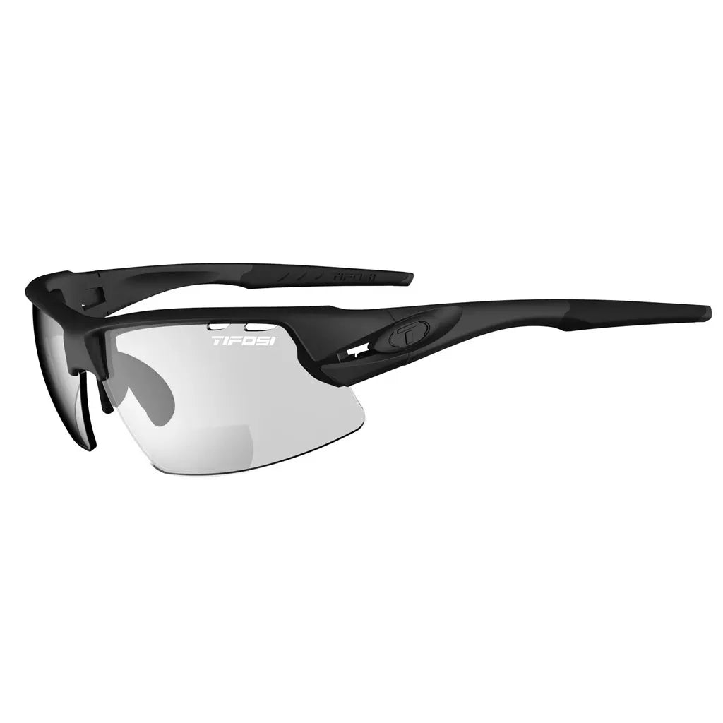Tifosi Crit Reader sunglasses in blackout with light changing reader lenses in +2.50