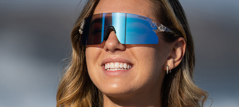 Woman wearing Tifosi Rail XC sunglasses