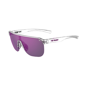 Crystal Clear frame/Purple Mirror lenses