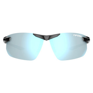 Tifosi Seek 2.0 FC Sunglasses Blackout frame with Smoke lenses front view showcasing the large lens size and sleek design