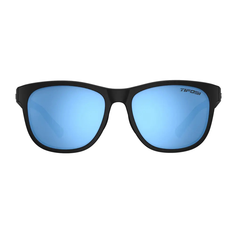 Tifosi Swank sunglasses in Blackout with polarized blue mirror
