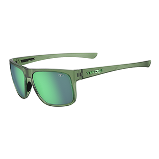 Tifosi Swick Sunglasses forest vapor frame with smoke green mirror lenses side view showcasing the sleek rectangular design