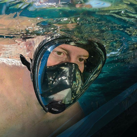 Person wearing Tusa Snorkel Mask