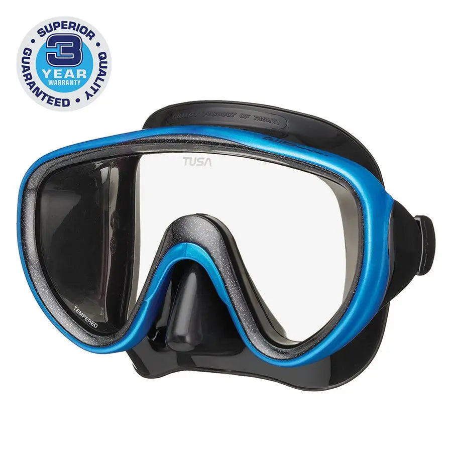 Tusa UM-16 Serene snorkel mask in black fishtail blue