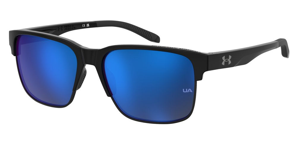 Under Armour Assist Edge sunglasses in black with blue mirror lenses