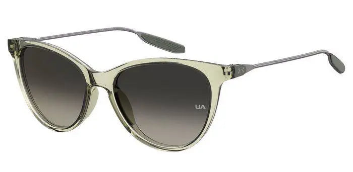 Under Armour Expanse sunglasses in Crystal Green with dark gray shaded lenses