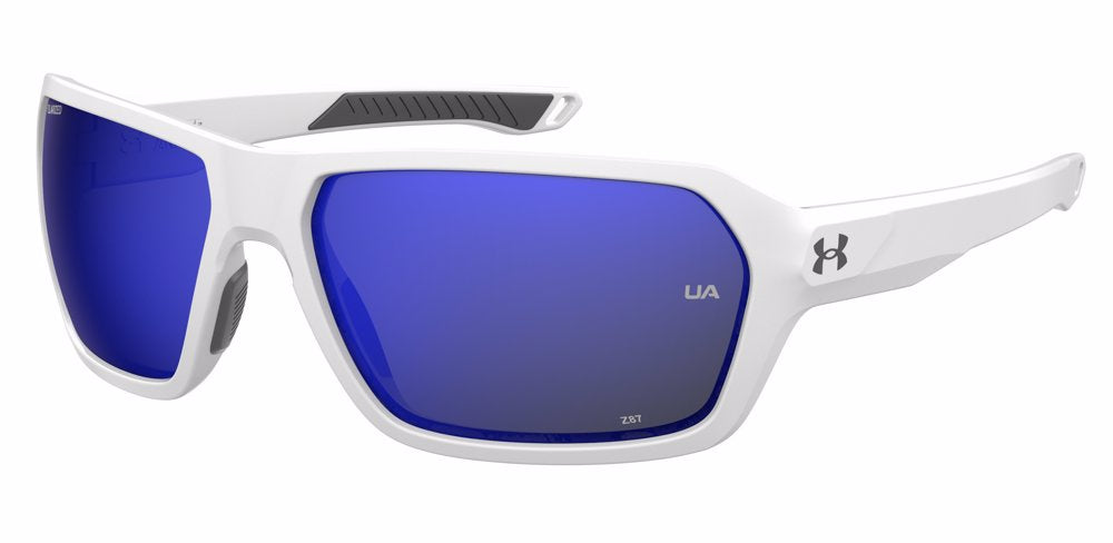 Under Armour Recon Matte White/Polarized Gray with Blue Mirror