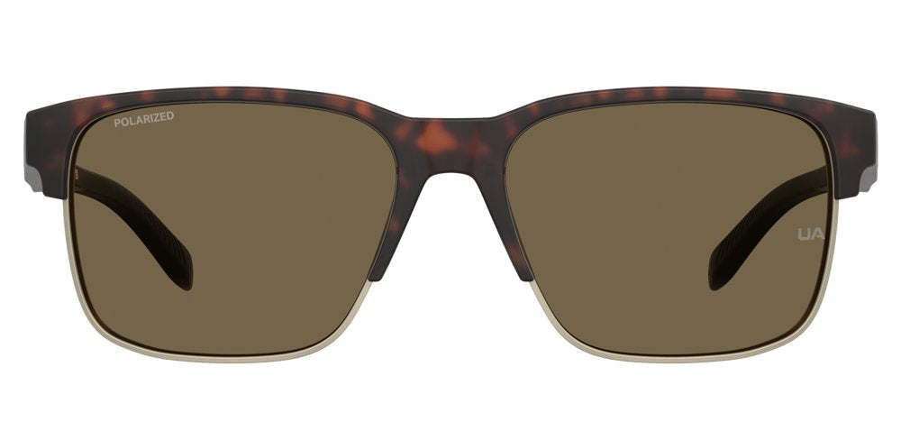 Under Armour Assist Edge sunglasses in tortoise with bronze lenses front view