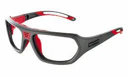 Matte Gray-Red frame/Clear lenses Size 55 (Med)