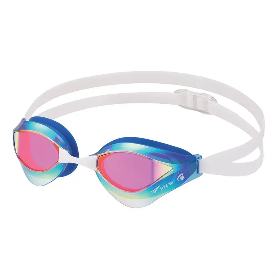 View swipe orca in blue mirror swim goggle