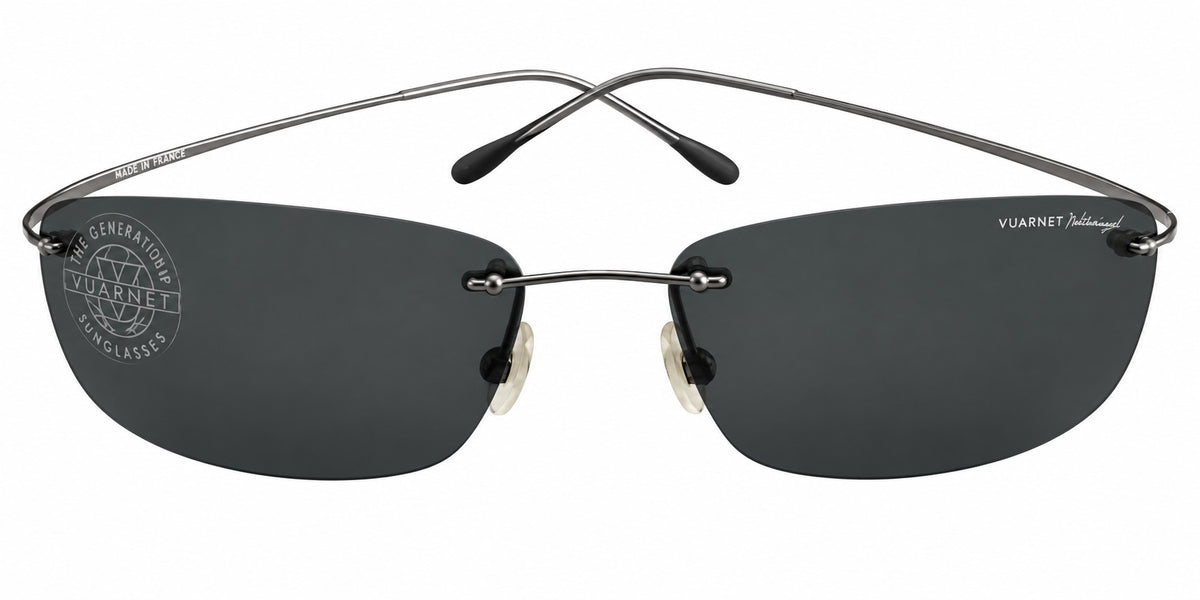 Vuarnet 165 stainless steel sunglasses in balck with polarized gray