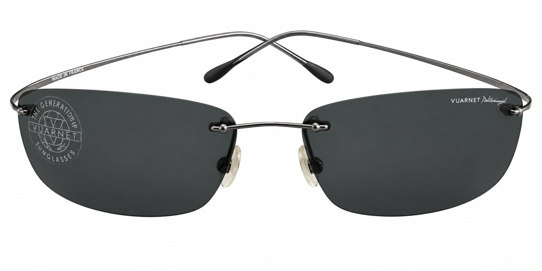Vuarnet 165 stainless steel sunglasses in balck with polarized gray