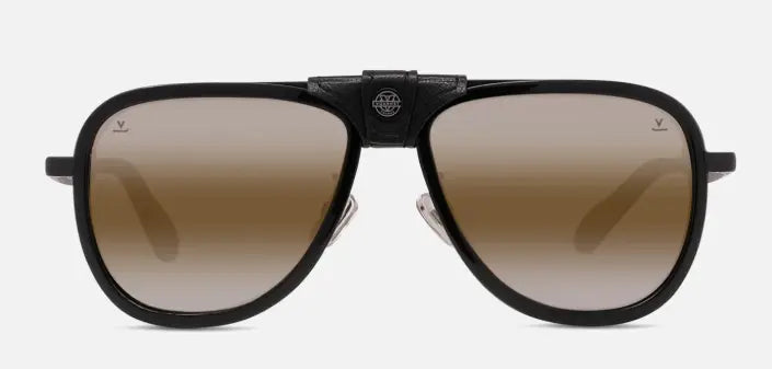 Vuarnet Glacier 03 sunglasses in black flag with brownlynx lenses