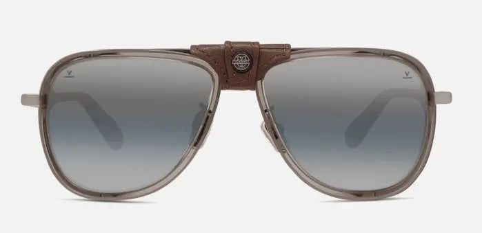 Vuarnet Glacier 03 sunglasses in Matte Silver-Shiny Amber-Black/Greylynx